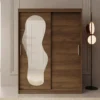 Meubella - Kledingkast Ulysses - Walnootpatroon - 150 cm - Met spiegel