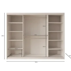 Meubella - Kledingkast Ulysses - Walnootpatroon - 250 cm - Met spiegel