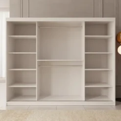 Meubella - Kledingkast Ulysses - Wit - 250 cm - Met spiegel