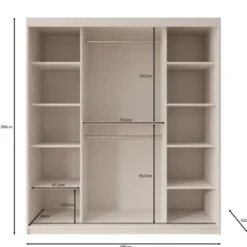Meubella - Kledingkast Ulysses - Beige - 180 cm - Met spiegel