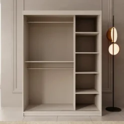 Meubella - Kledingkast Ulysses - Beige - 150 cm - Met spiegel
