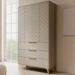 Meubella - Kledingkast Xiano - Beige - 103 cm