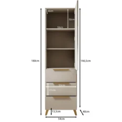 Meubella - Kledingkast Xiano - Beige - 53 cm