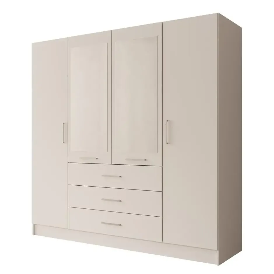 Meubella - Komodo - Kledingkast met 4 deuren - Wit - 200x61x201 cm