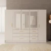 Meubella - Komodo - Kledingkast met 5 deuren - Beige - 250x61x201 cm