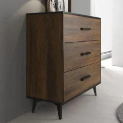 Meubella - Ladekast Frey - Donker eiken - Zwart - 91 cm