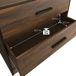 Meubella - Ladekast Frey - Donker eiken - Zwart - 91 cm