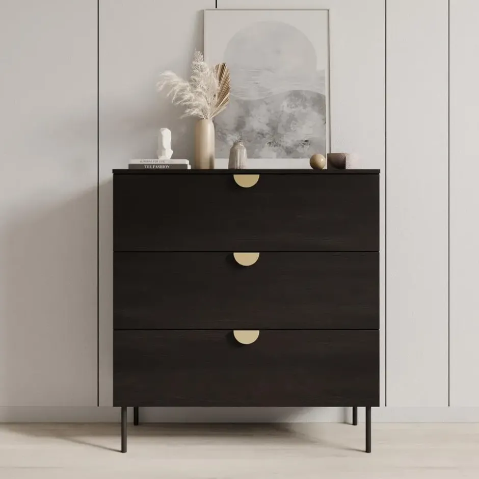 Meubella - Ladekast Monor - Zwart eiken - 100 cm