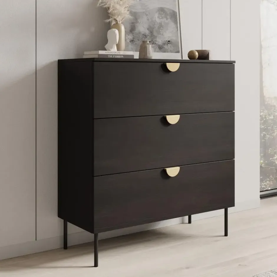 Meubella - Ladekast Monor - Zwart eiken - 100 cm