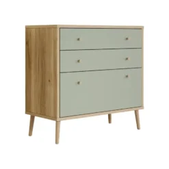 Meubella - Ladekast Wally - Licht eiken - Groen - 90 cm