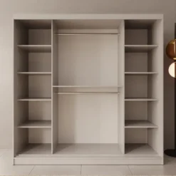 Meubella - Lava - Kledingkast 2 schuifdeuren - Beige - 200x62x200 cm
