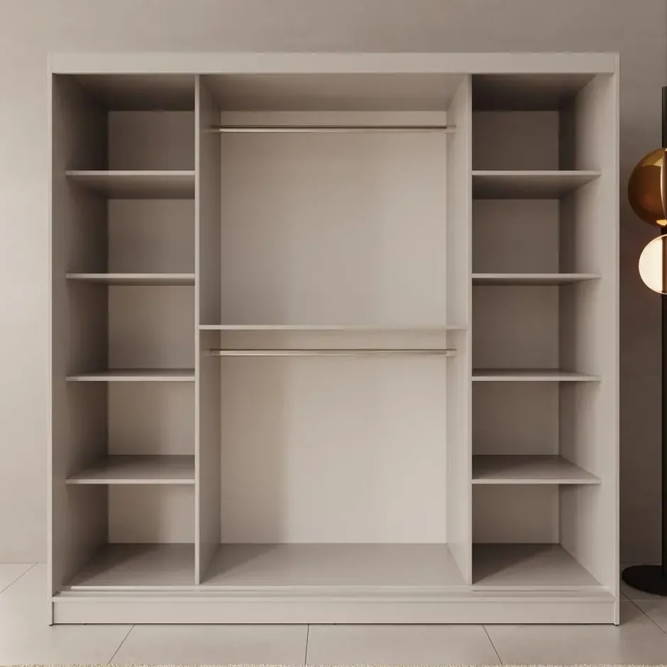 Meubella - Lava - Kledingkast 2 schuifdeuren - Beige - 200x62x200 cm