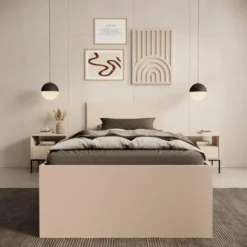 Meubella - Lombok - Eenpersoonsbed - Beige - 90x200 cm