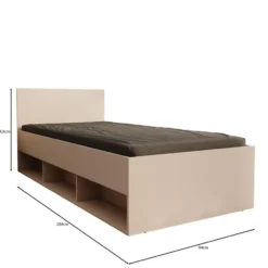 Meubella - Lombok - Eenpersoonsbed - Beige - 90x200 cm