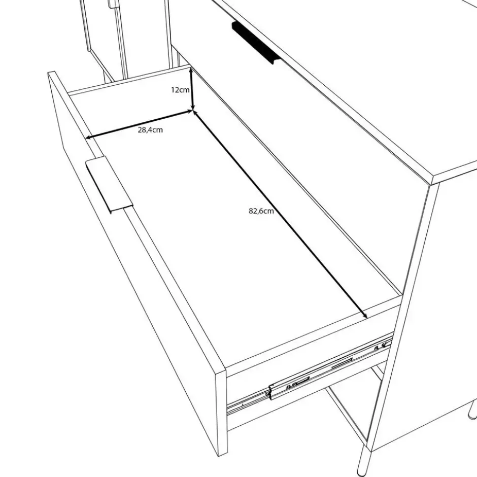 Meubella - Lomo - Dressoir 3 lades - Donker eiken - 181 cm