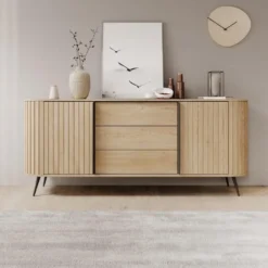 Meubella - Loro - Dressoir - Eikenpatroon - 196x82x40 cm