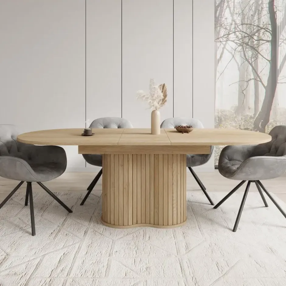 Meubella - Loro - Eetkamertafel uitschuifbaar - Eiken - 180-220x90x76cm