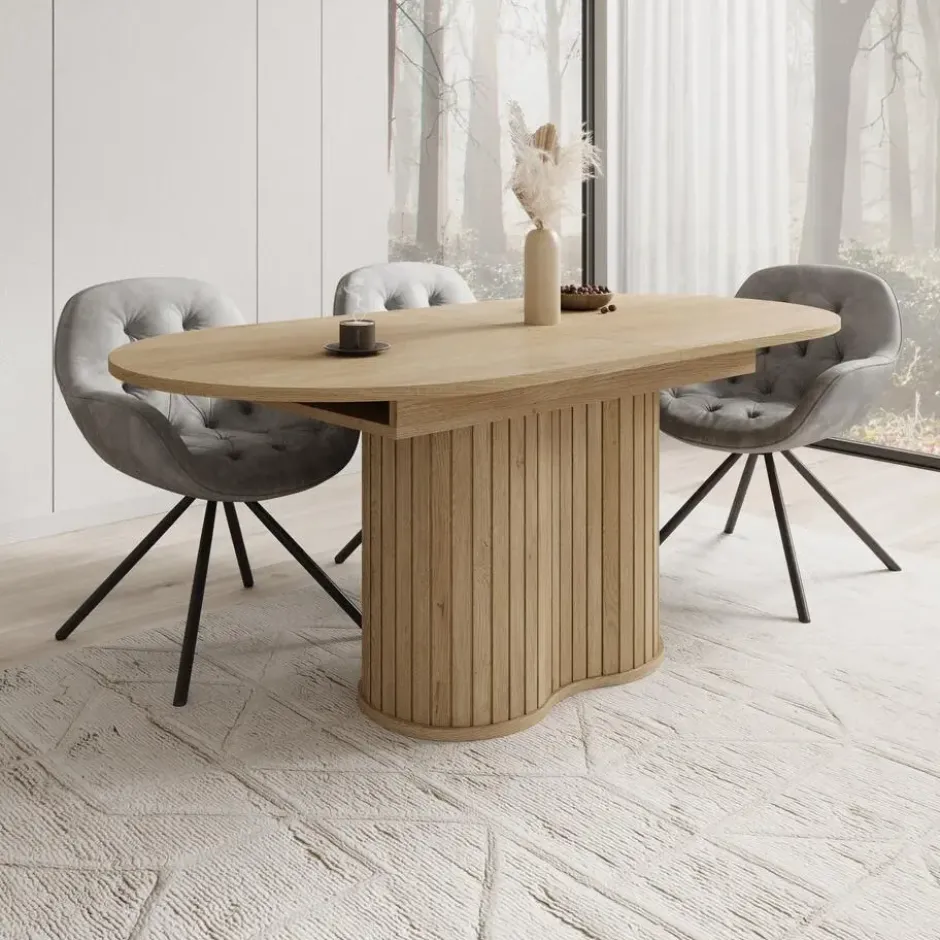 Meubella - Loro - Eetkamertafel uitschuifbaar - Eiken - 180-220x90x76cm
