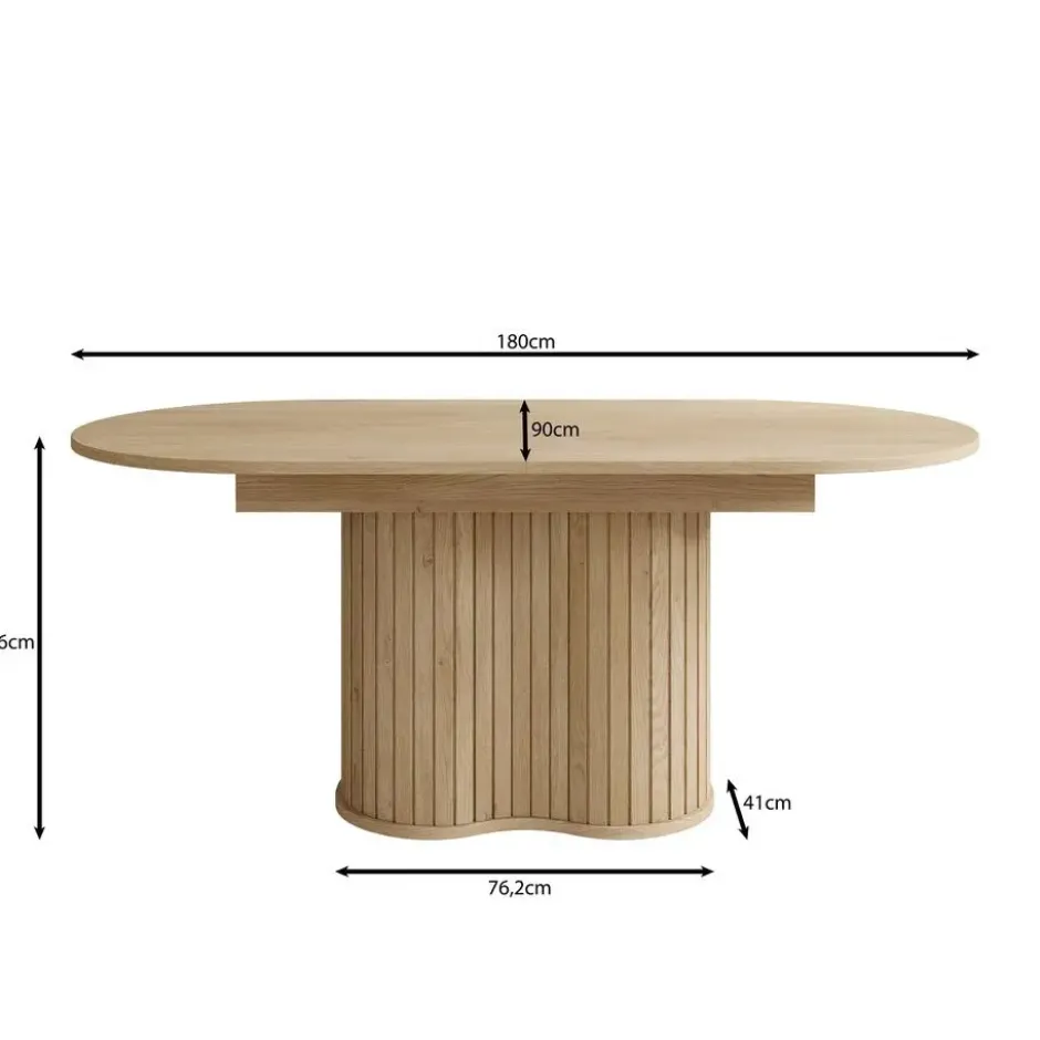 Meubella - Loro - Eetkamertafel uitschuifbaar - Eiken - 180-220x90x76cm