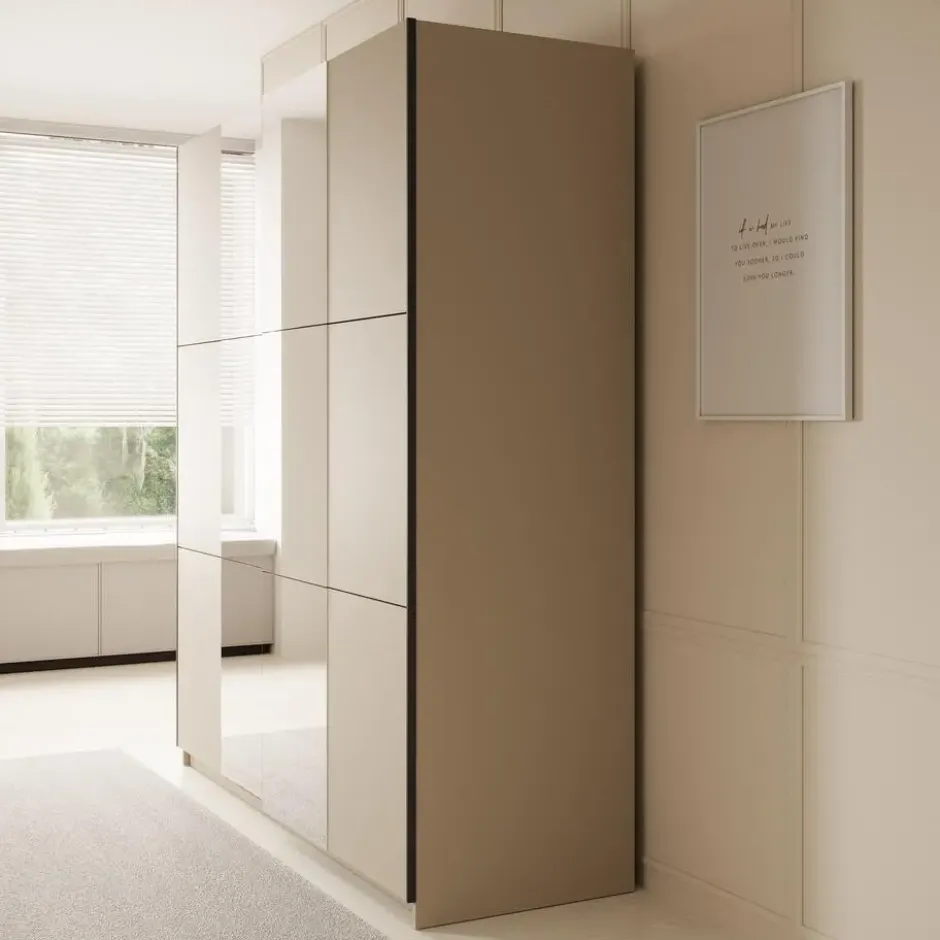 Meubella - Luce - Kledingkast met schuifdeuren - Beige - 180x55x201 cm