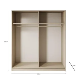 Meubella - Luce - Kledingkast met schuifdeuren - Beige - 180x55x201 cm
