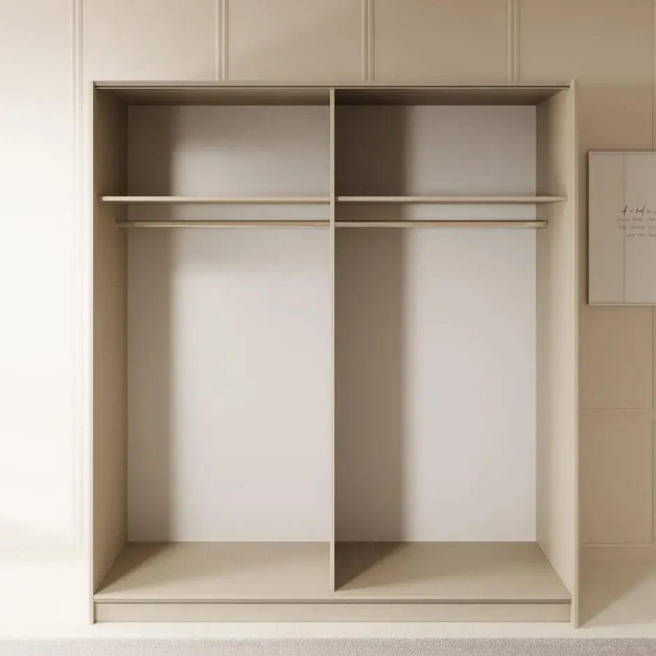 Meubella - Luce - Kledingkast met schuifdeuren - Beige - 180x55x201 cm
