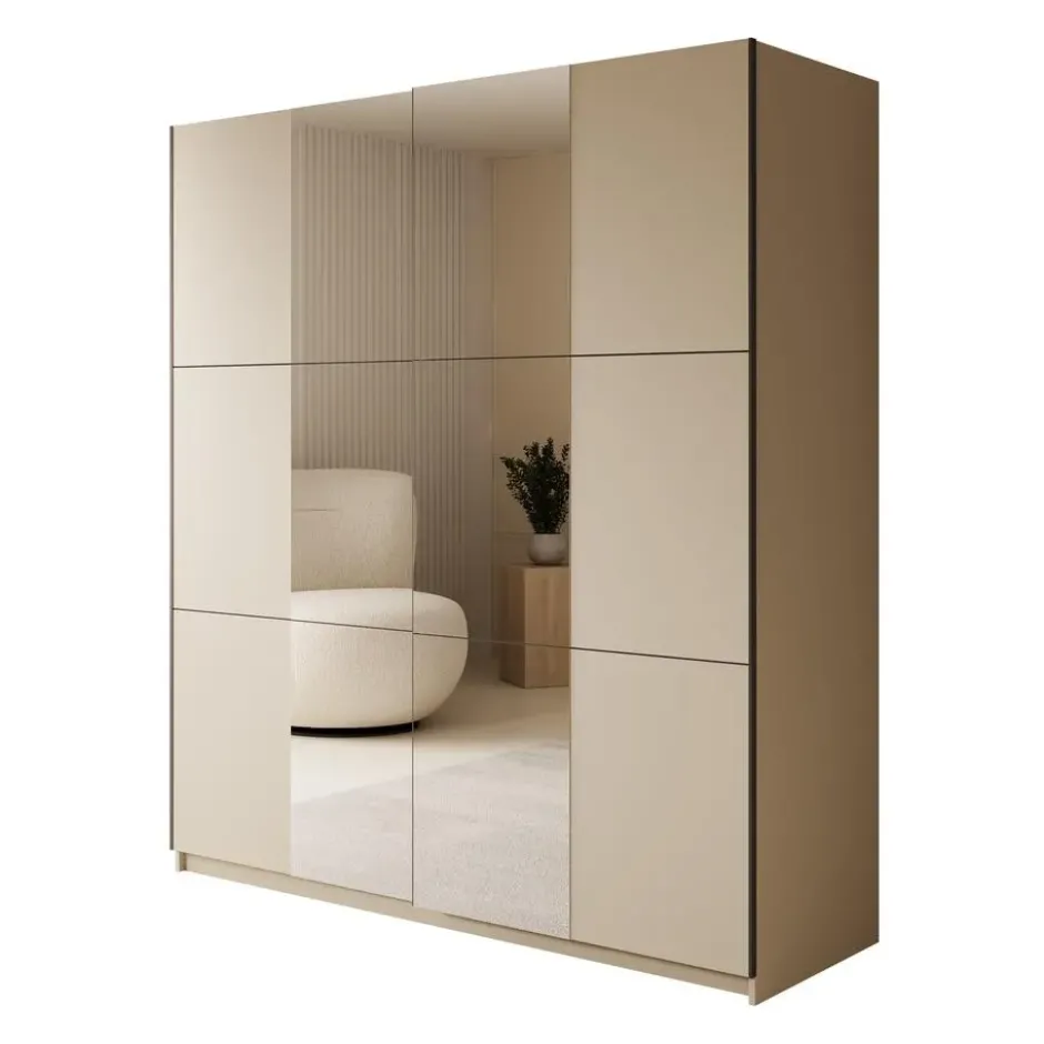 Meubella - Luce - Kledingkast met schuifdeuren - Beige - 180x55x201 cm