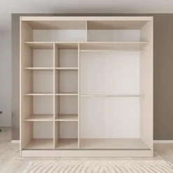 Meubella - Lumivera - Kledingkast 2 schuifdeuren - Beige - 203x60x215cm