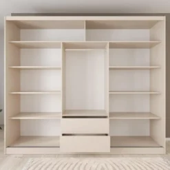 Meubella - Lumivera - Kledingkast 3 schuifdeuren - Beige - 250x60x215cm