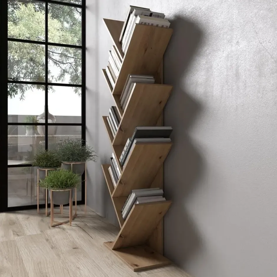 Meubella - Mirabelle - Boekenkast - Eikenpatroon - 49x24x149 cm