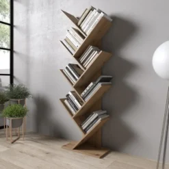 Meubella - Mirabelle - Boekenkast - Eikenpatroon - 49x24x149 cm