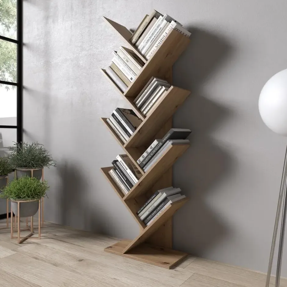 Meubella - Mirabelle - Boekenkast - Eikenpatroon - 49x24x149 cm