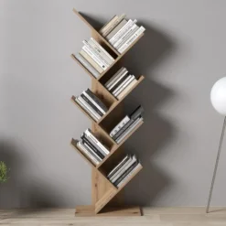 Meubella - Mirabelle - Boekenkast - Eikenpatroon - 49x24x149 cm