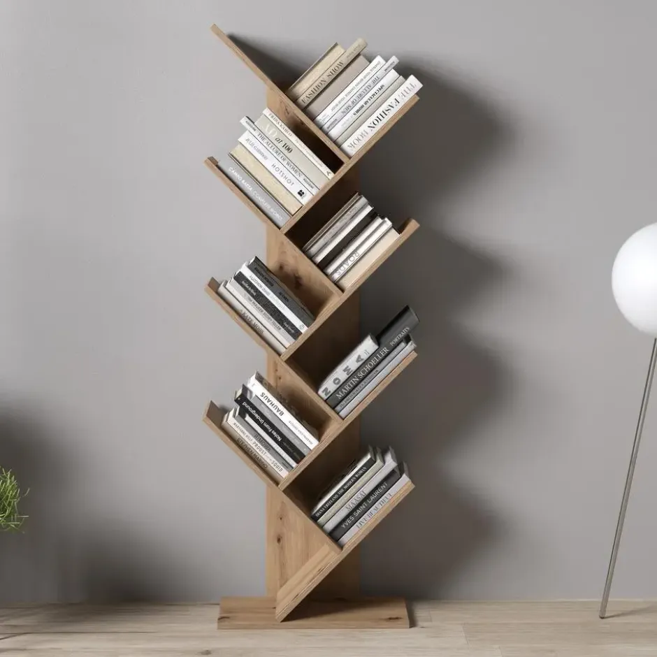 Meubella - Mirabelle - Boekenkast - Eikenpatroon - 49x24x149 cm