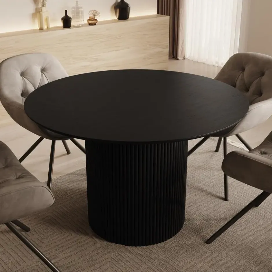 Meubella - Modena - Eetkamertafel - Zwart - 120x120x76 cm