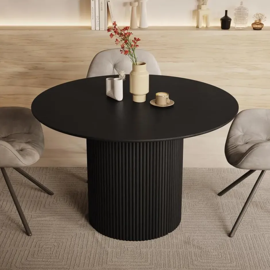 Meubella - Modena - Eetkamertafel - Zwart - 120x120x76 cm