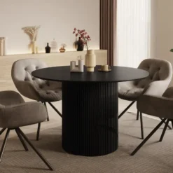 Meubella - Modena - Eetkamertafel - Zwart - 120x120x76 cm