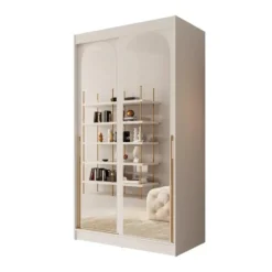 Meubella - Moniq - Kledingkast 2 schuifdeuren - Wit - 120x65x215 cm