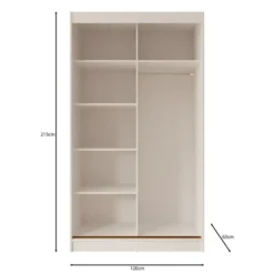 Meubella - Moniq - Kledingkast 2 schuifdeuren - Wit - 120x65x215 cm