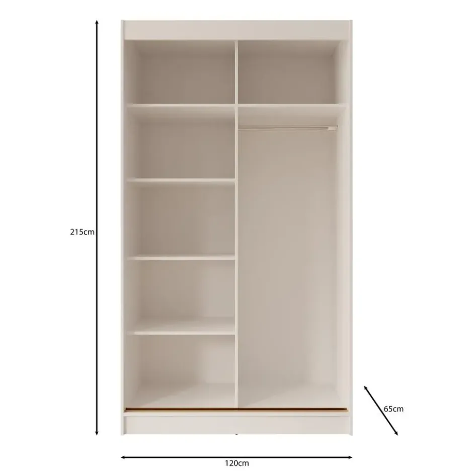 Meubella - Moniq - Kledingkast 2 schuifdeuren - Beige - 120x65x215 cm