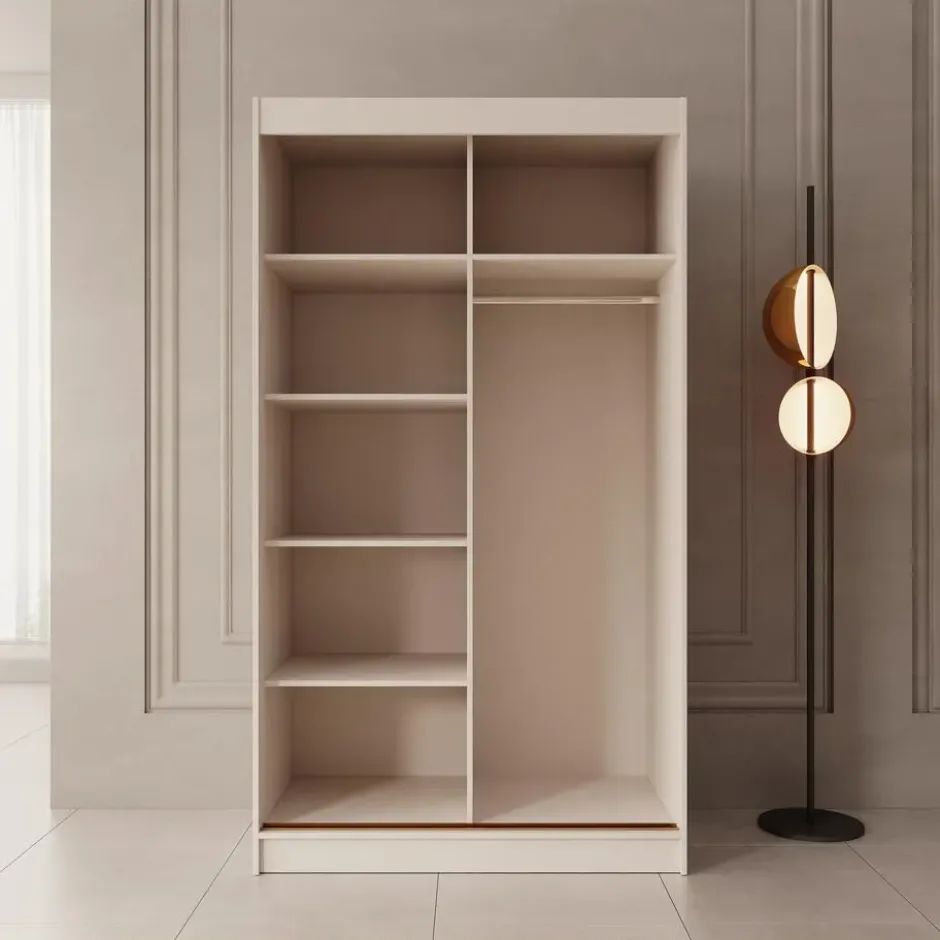 Meubella - Moniq - Kledingkast 2 schuifdeuren - Beige - 120x65x215 cm