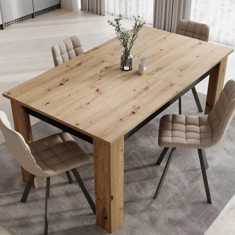 Meubella - Montellini - Eetkamertafel - Eikenpatroon - 160x90x77 cm