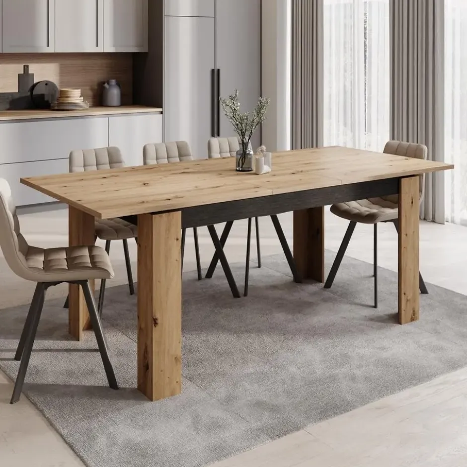 Meubella - Montellini - Eetkamertafel - Eikenpatroon - 160x90x77 cm
