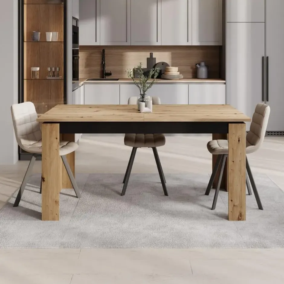 Meubella - Montellini - Eetkamertafel - Eikenpatroon - 160x90x77 cm