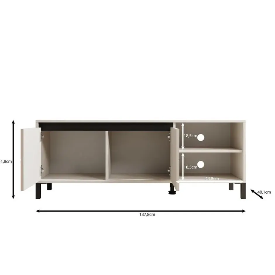 Meubella - Montellini - TV-Meubel - Beige - 138x40x52 cm