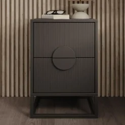 Meubella - Nachtkastje Allegany - Zwart - 38 cm