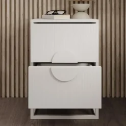 Meubella - Nachtkastje Allegany - Wit - 38 cm