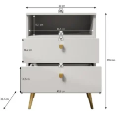 Meubella - Nachtkastje Hidde - Beige - 50 cm