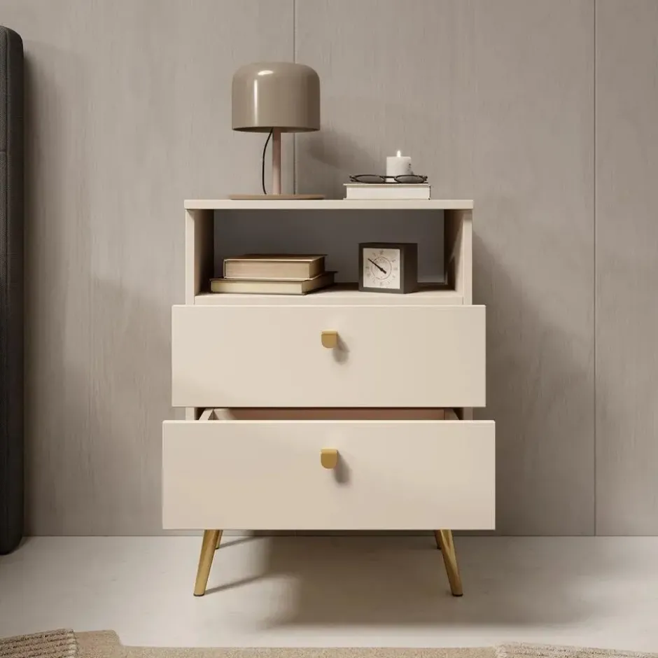 Meubella - Nachtkastje Hidde - Beige - 50 cm