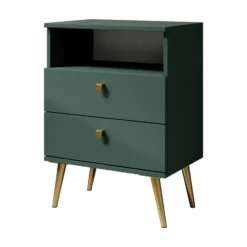 Meubella - Nachtkastje Hidde - Groen - 50 cm